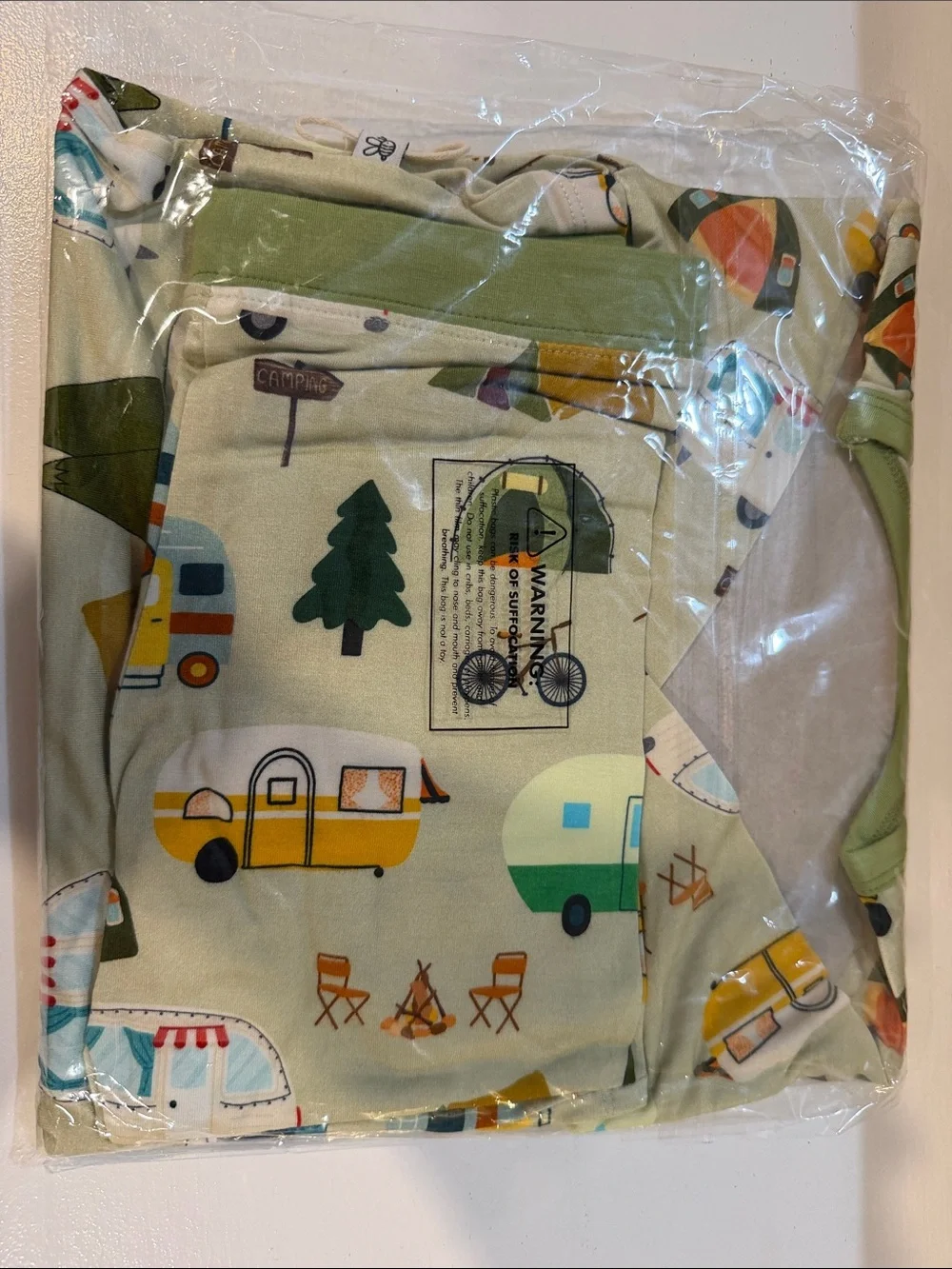 Livi Bee Bamboo Camping Long Sleeve Pajama Set Camping 4T NWT